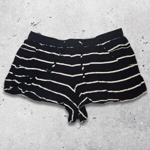 French Connection Shorts Drawstring Waist Soft Relaxed Fit Striped Blue/White 10